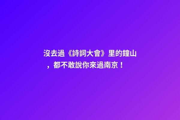 沒去過《詩詞大會》里的鐘山，都不敢說你來過南京！